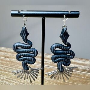Black and Silver Snake Earrings